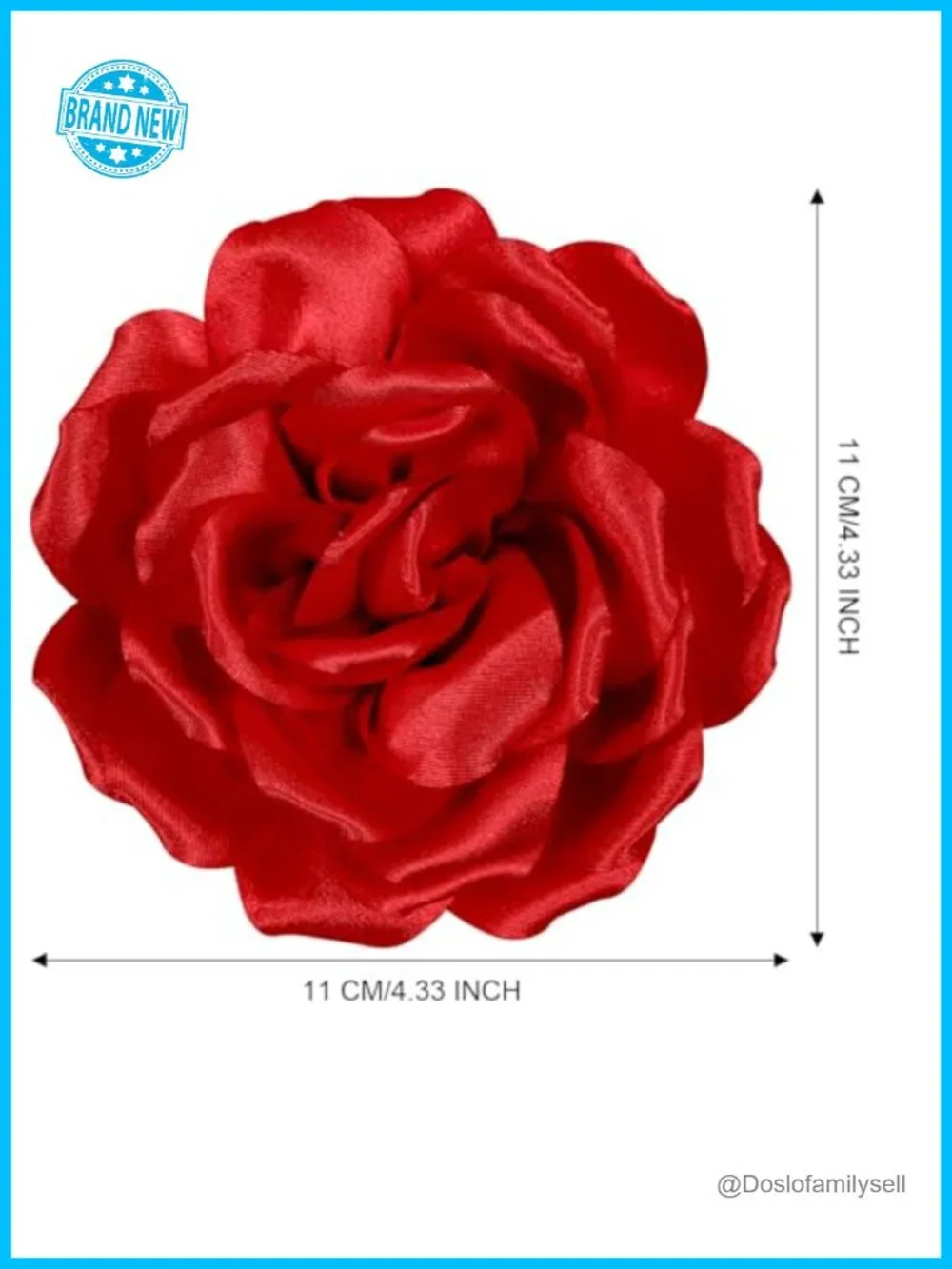 Large Red Rose Hair Clip Brooch for Women Floral Charm Pin